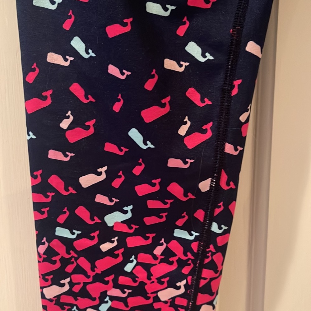 Vineyard Vines 🐳 S Navy Blue Confetti Whales Performance Tights Fitted + Bag